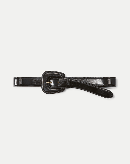 Veronica Beard | Elsy Leather-Buckle Belt in Black Black