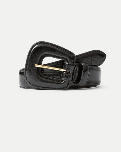 Veronica Beard | Elsy Leather-Buckle Belt in Black Black