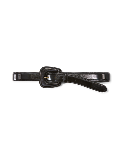 Veronica Beard | Elsy Leather-Buckle Belt in Black Black