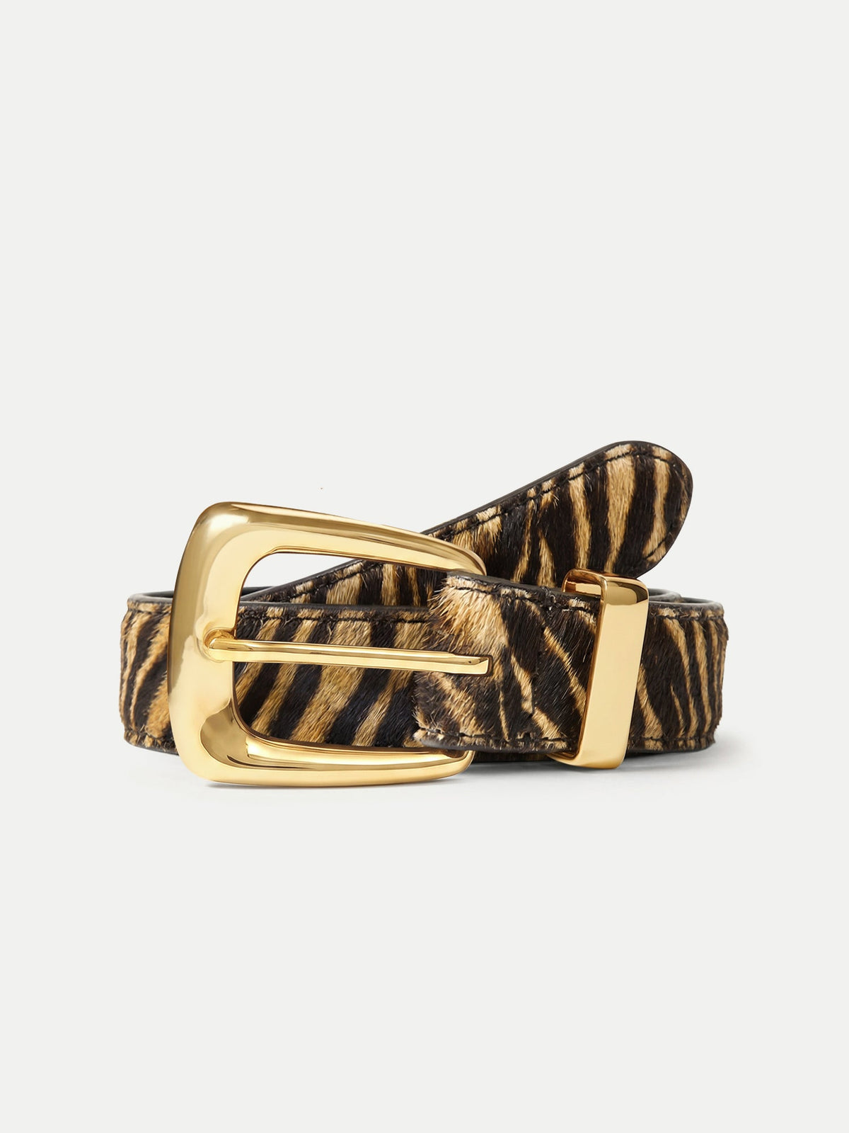 Veronica Beard | Arch Calf Hair Belt in Zebra Print Tan Multi