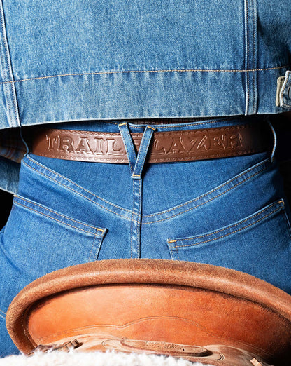 Veronica Beard | The Trailblazer Arch Belt in Brown Leather Whiskey Whiskey