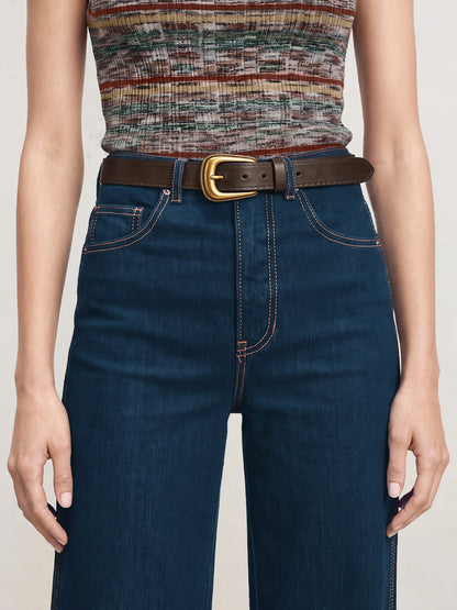 Veronica Beard | The Trailblazer Arch Belt in Brown Leather Whiskey Whiskey