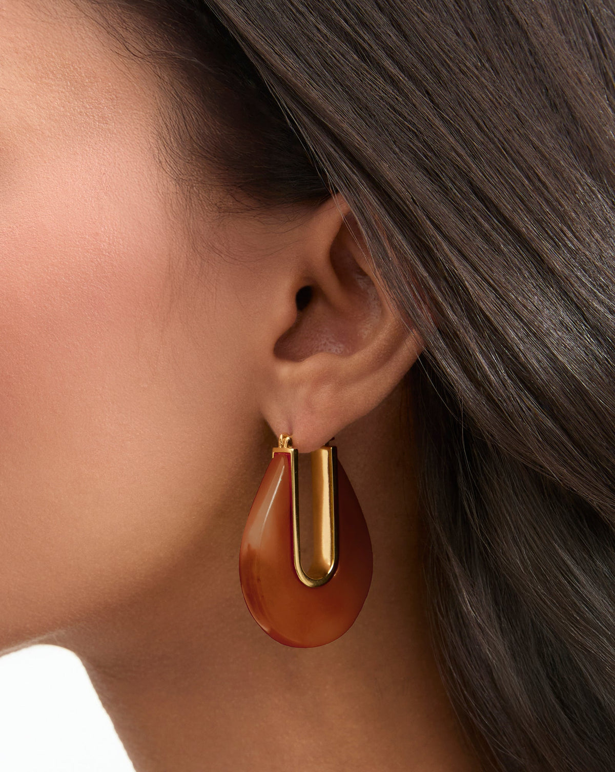Veronica Beard | Resin Drop Hoop Earring in Tortoise Tortoise