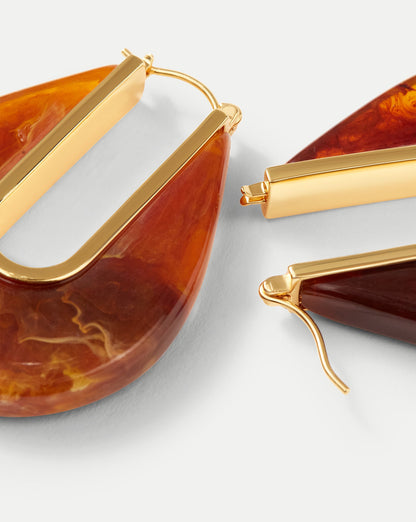 Veronica Beard | Resin Drop Hoop Earring in Tortoise Tortoise