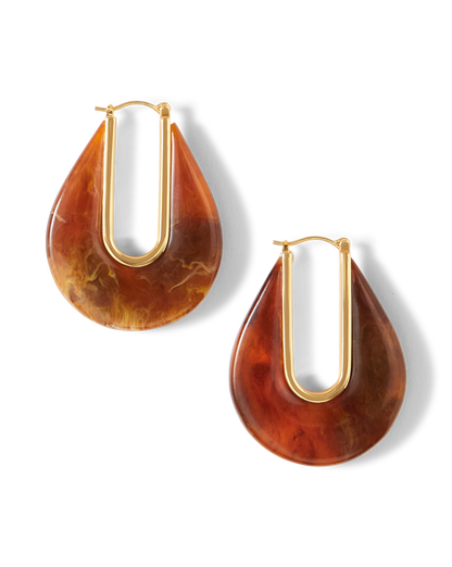 Veronica Beard | Resin Drop Hoop Earring in Tortoise Tortoise
