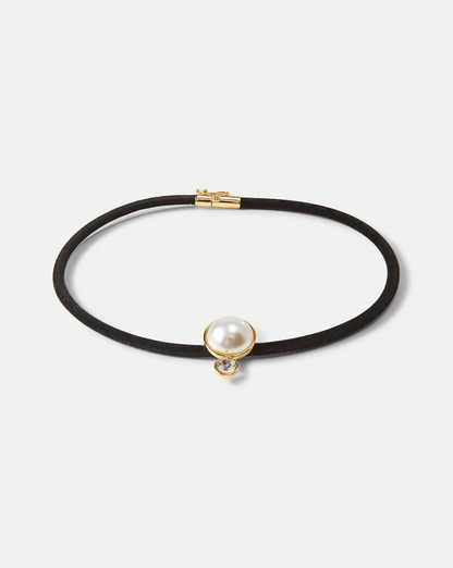 Veronica Beard | Pearl Pendant Cord Necklace in Pearl/Black Pearl/Black