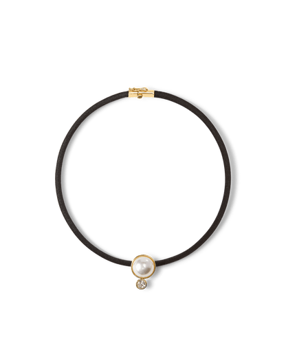 Veronica Beard | Pearl Pendant Cord Necklace in Pearl/Black Pearl/Black