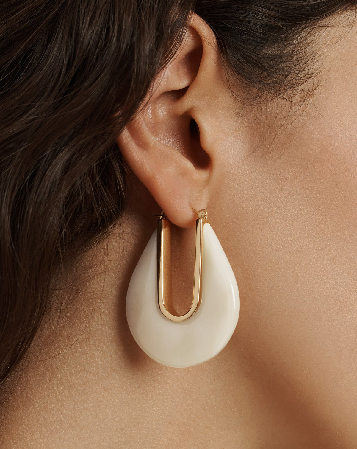 Veronica Beard | Resin Drop Hoop Earring in Ivory Ivory