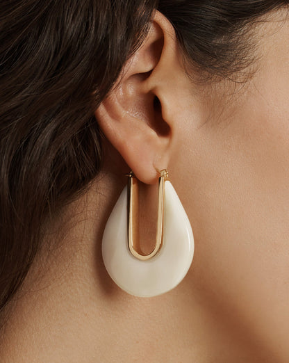 Veronica Beard | Resin Drop Hoop Earring in Ivory Ivory