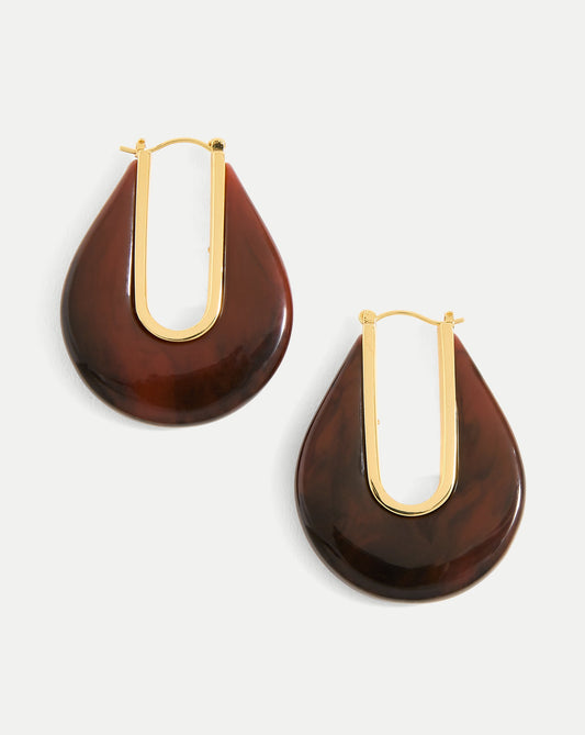 Veronica Beard | Resin Drop Hoop Earring in Chocolate Chocolate