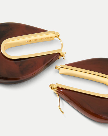 Veronica Beard | Resin Drop Hoop Earring in Chocolate Chocolate