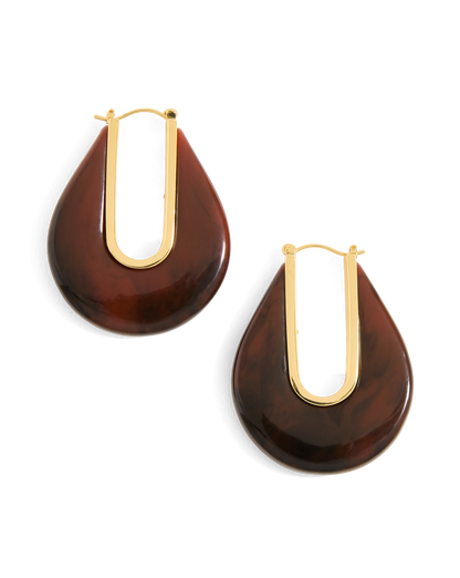 Veronica Beard | Resin Drop Hoop Earring in Chocolate Chocolate