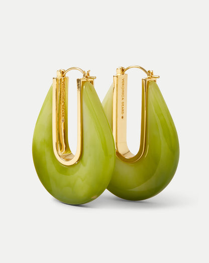 Veronica Beard | Resin Drop Hoop Earring in Green Agate Green Agate