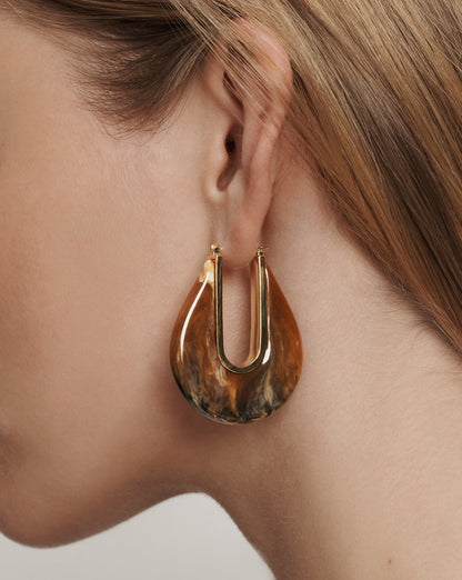 Veronica Beard | Resin Drop Hoop Earring in Caramel Multi Caramel Multi