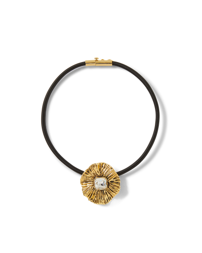 Veronica Beard | Floral Pendant Cord Necklace in Gold Gold