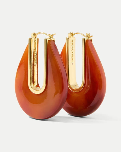 Veronica Beard | Resin Drop Hoop Earring in Rust Rust
