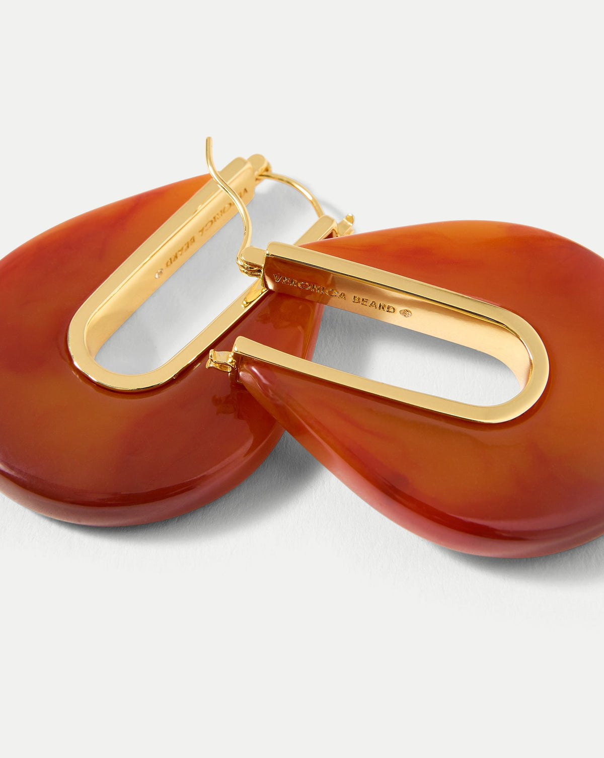 Veronica Beard | Resin Drop Hoop Earring in Rust Rust