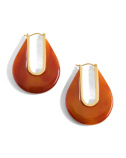 Veronica Beard | Resin Drop Hoop Earring in Rust Rust