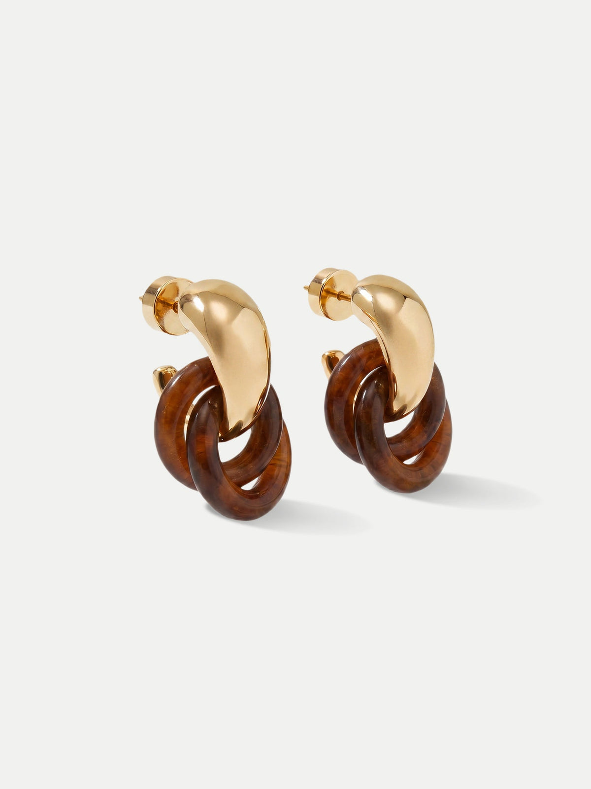 Veronica Beard | Resin Link Drop Hoop Earring in Brown Gold/Brown