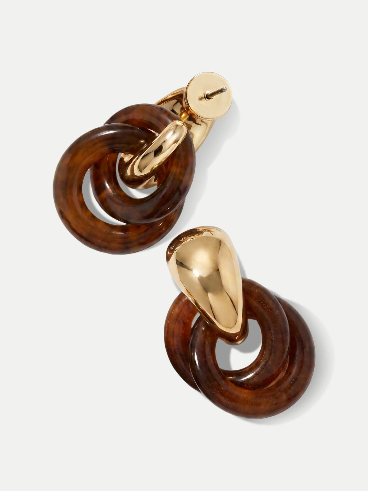 Veronica Beard | Resin Link Drop Hoop Earring in Brown Gold/Brown
