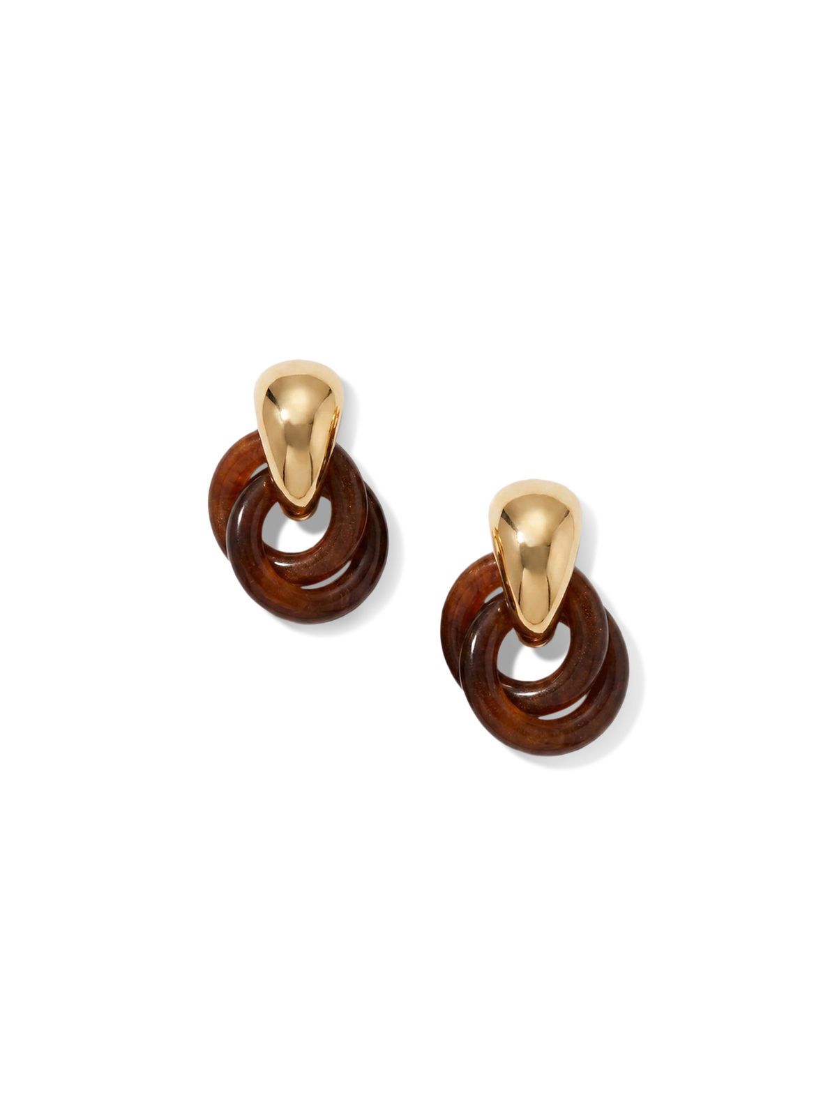 Veronica Beard | Resin Link Drop Hoop Earring in Brown Gold/Brown