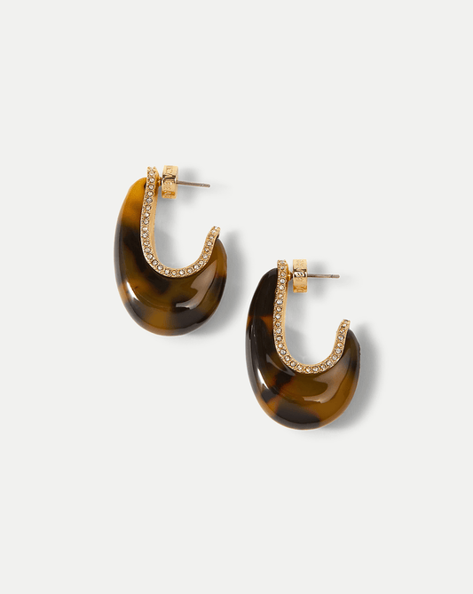 Veronica Beard | Resin J-Hoop Earring in Tortoise Tortoise