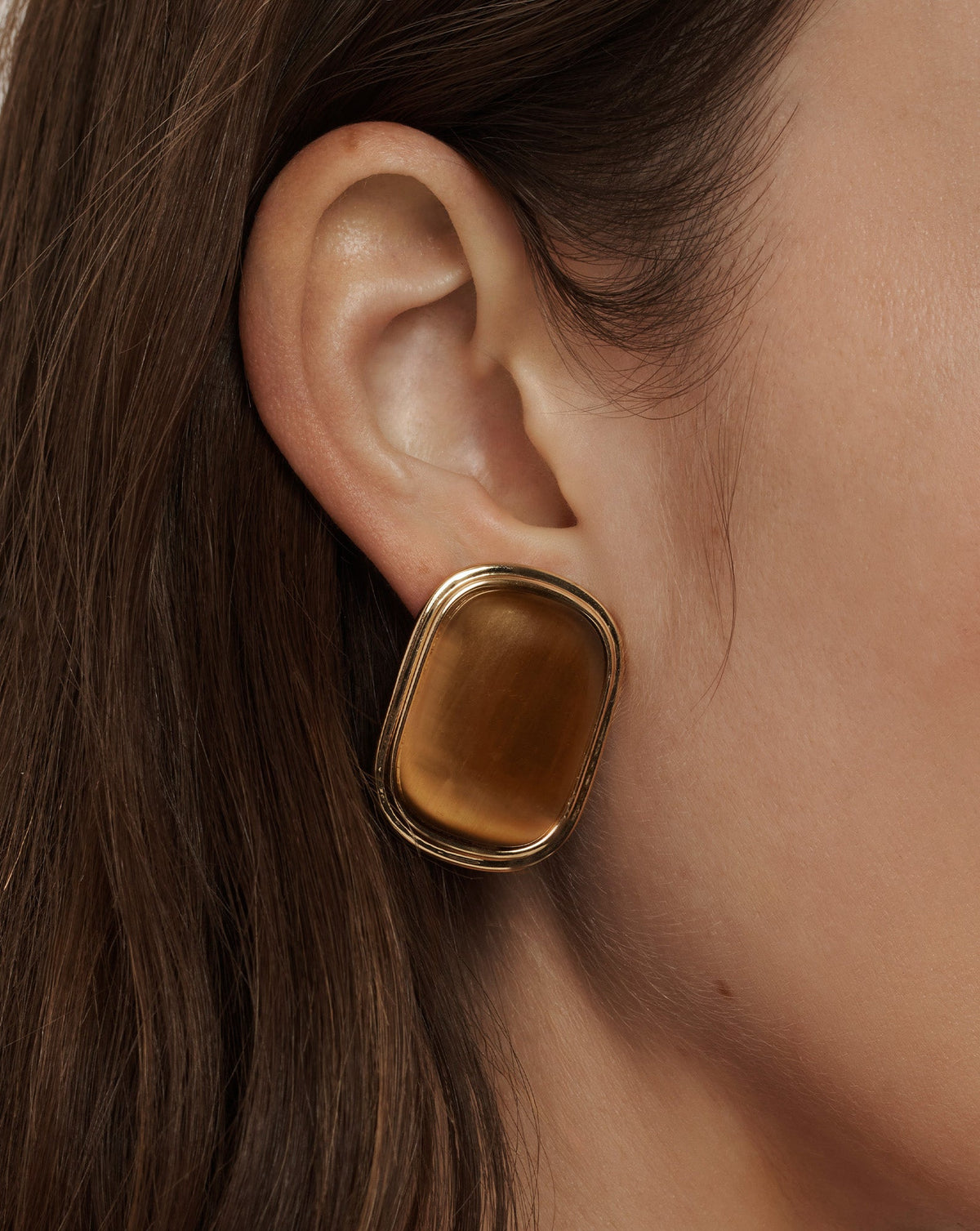 Veronica Beard | Cat’s Eye Stone Earring in Brown Brown