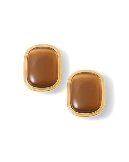 Veronica Beard | Cat’s Eye Stone Earring in Brown Brown