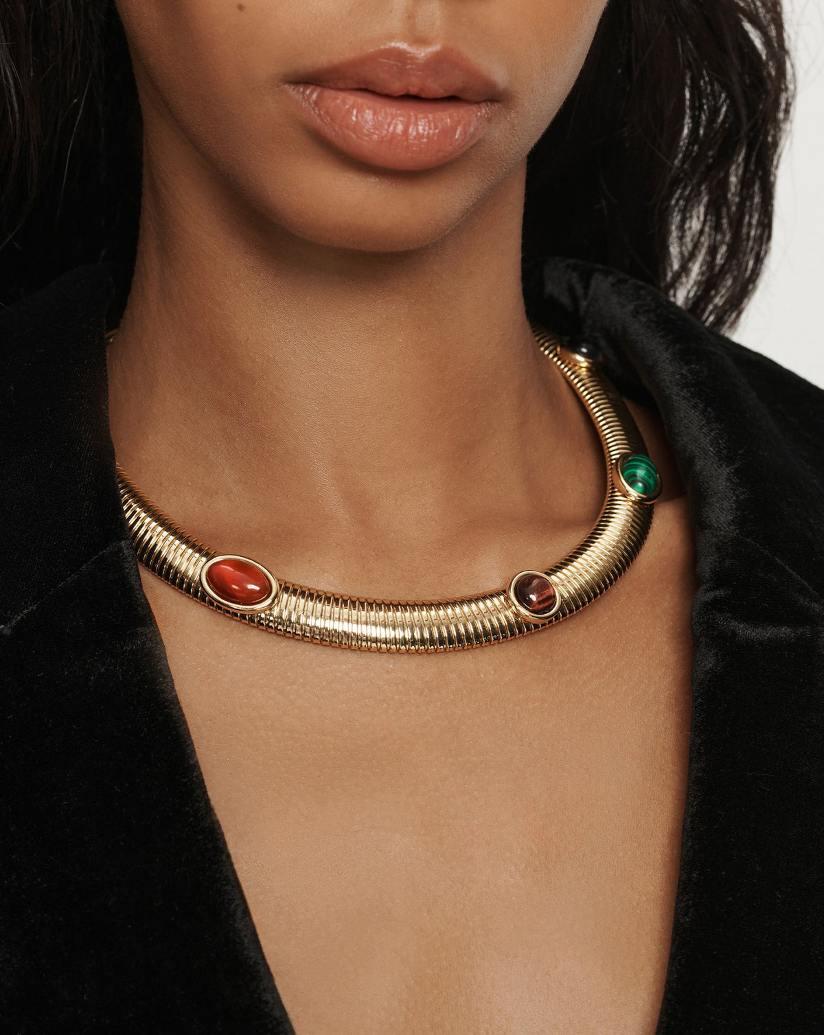 Veronica Beard | Embellished Tubogas Collar Necklace in Gold Multi Gold Multi