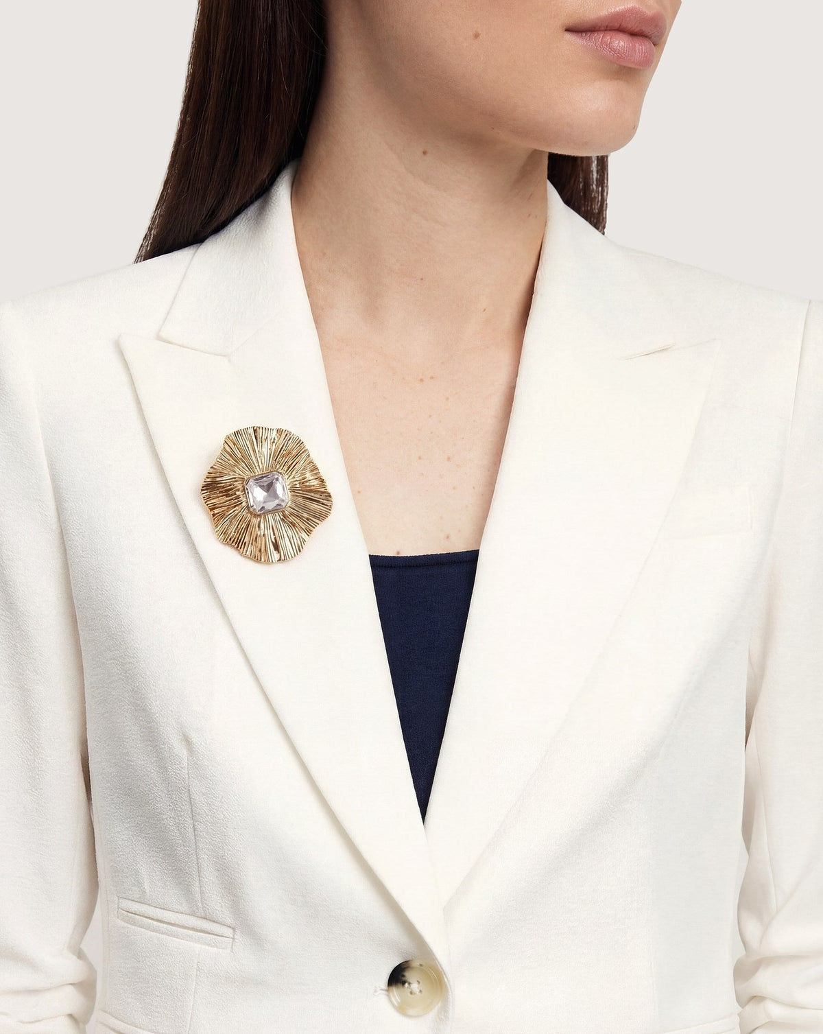Veronica Beard | Gold Floral Brooch in Gold Gold