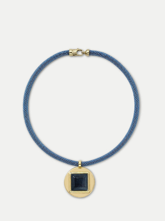 Veronica Beard | Tiger’s Eye Beaded Necklace in Blue Blue