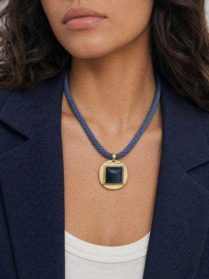 Veronica Beard | Tiger’s Eye Beaded Necklace in Blue Blue