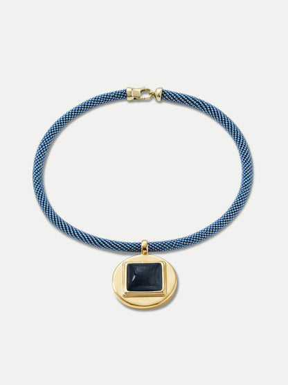 Veronica Beard | Tiger’s Eye Beaded Necklace in Blue Blue