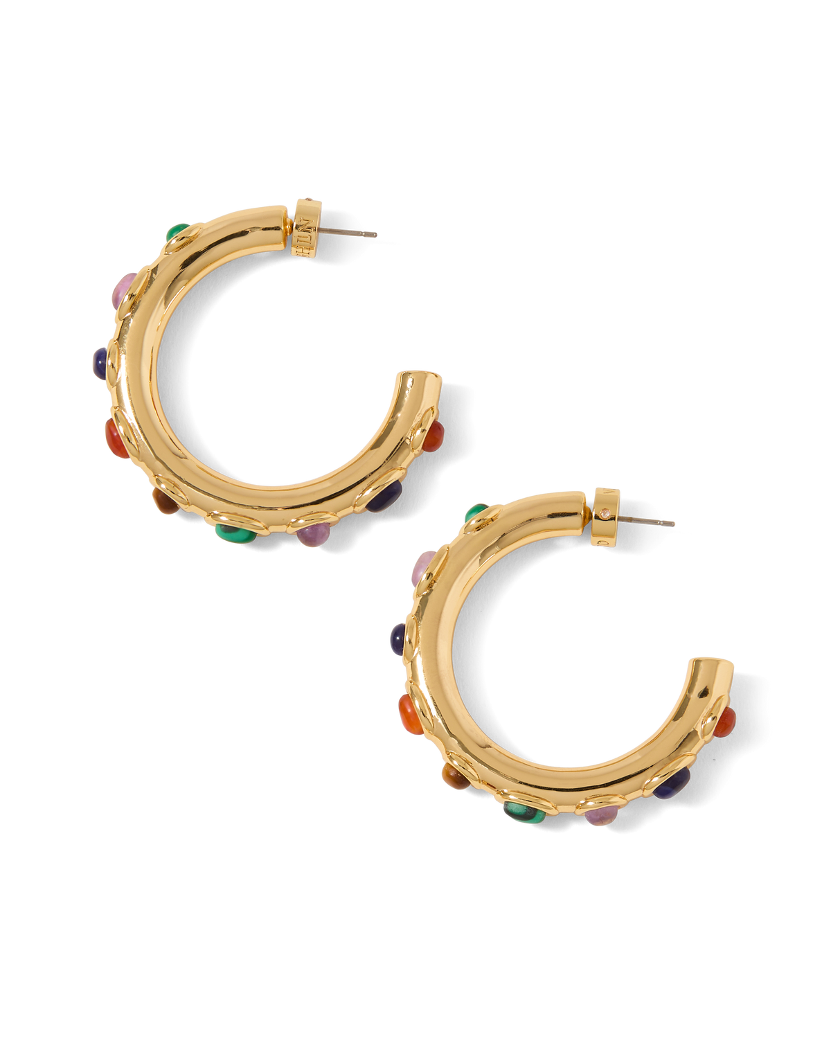 Veronica Beard | Cabochon Embellished Hoop in Gold Multi Gold Multi