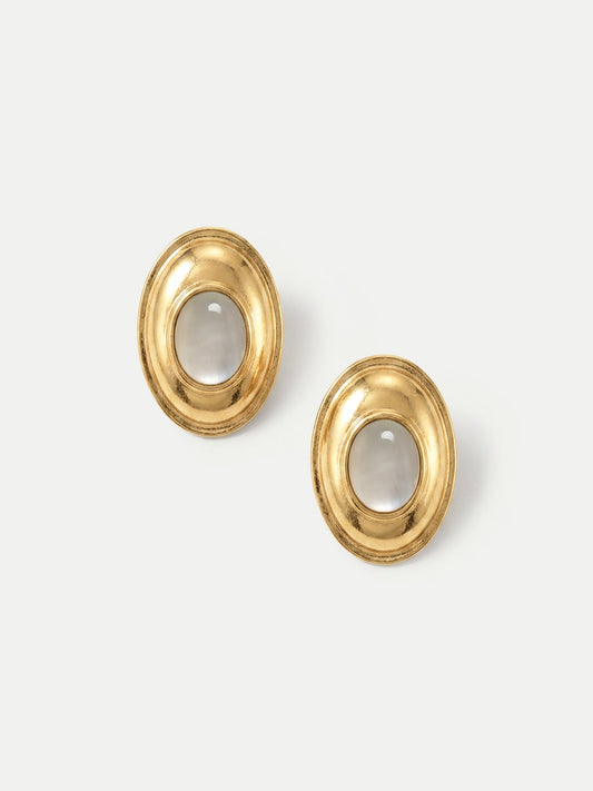 Veronica Beard | Cat’s Eye Cabochon Earring in Gold Gold