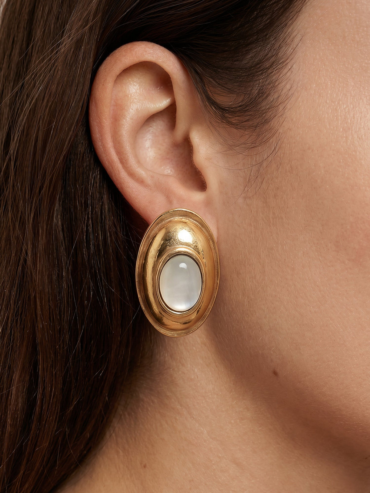 Veronica Beard | Cat’s Eye Cabochon Earring in Gold Gold