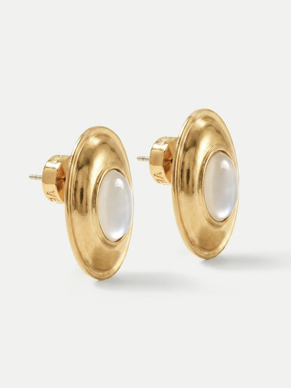 Veronica Beard | Cat’s Eye Cabochon Earring in Gold Gold