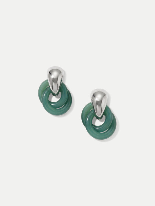 Veronica Beard | Resin Link Drop Hoop Earring in Green/Silver Green/Silver