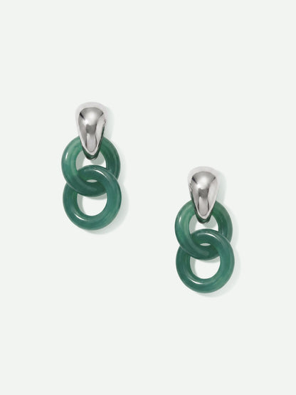 Veronica Beard | Resin Link Drop Hoop Earring in Green/Silver Green/Silver