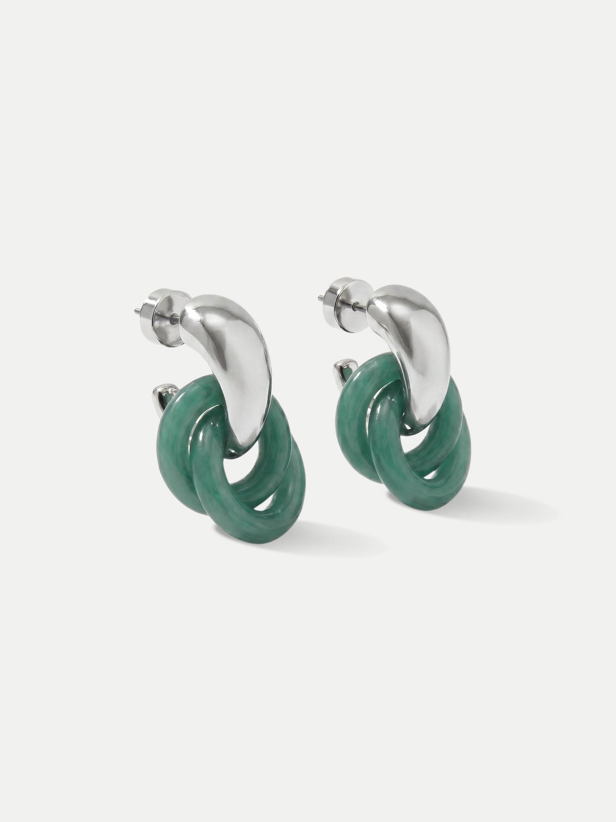 Veronica Beard | Resin Link Drop Hoop Earring in Green/Silver Green/Silver