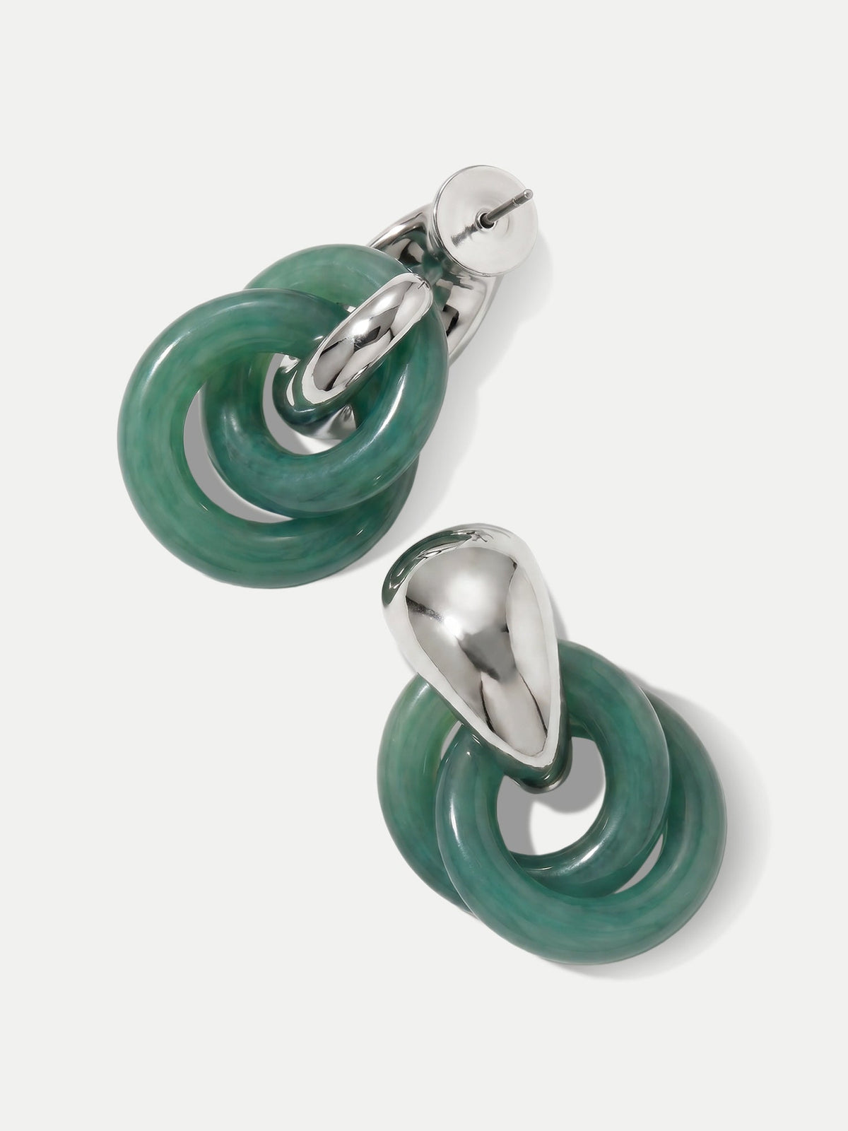 Veronica Beard | Resin Link Drop Hoop Earring in Green/Silver Green/Silver
