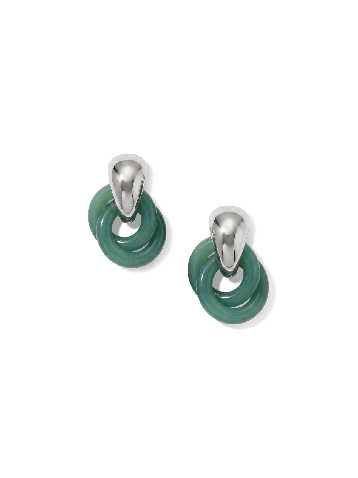 Veronica Beard | Resin Link Drop Hoop Earring in Green/Silver Green/Silver