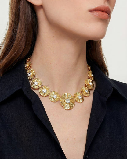 Veronica Beard | Gold Floral Statement Necklace in Gold Gold