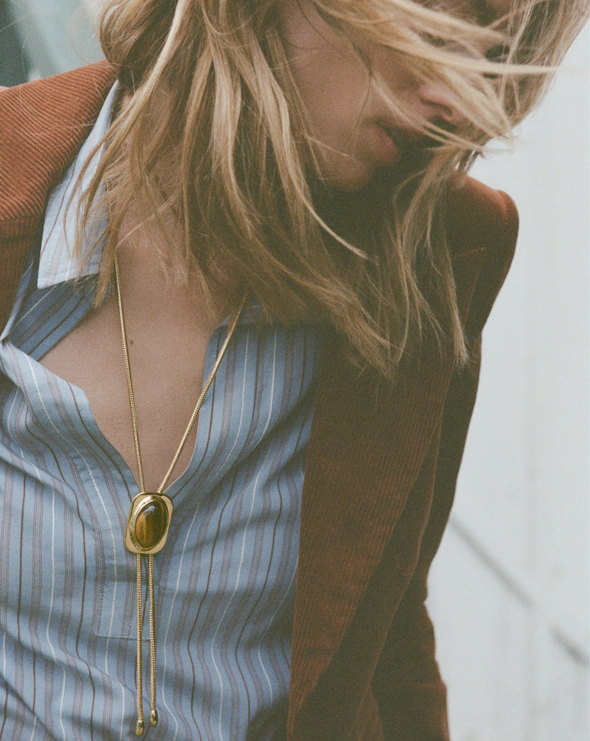 Veronica Beard | Tiger’s Eye Cabochon Bolo in Gold/Brown Gold/Brown