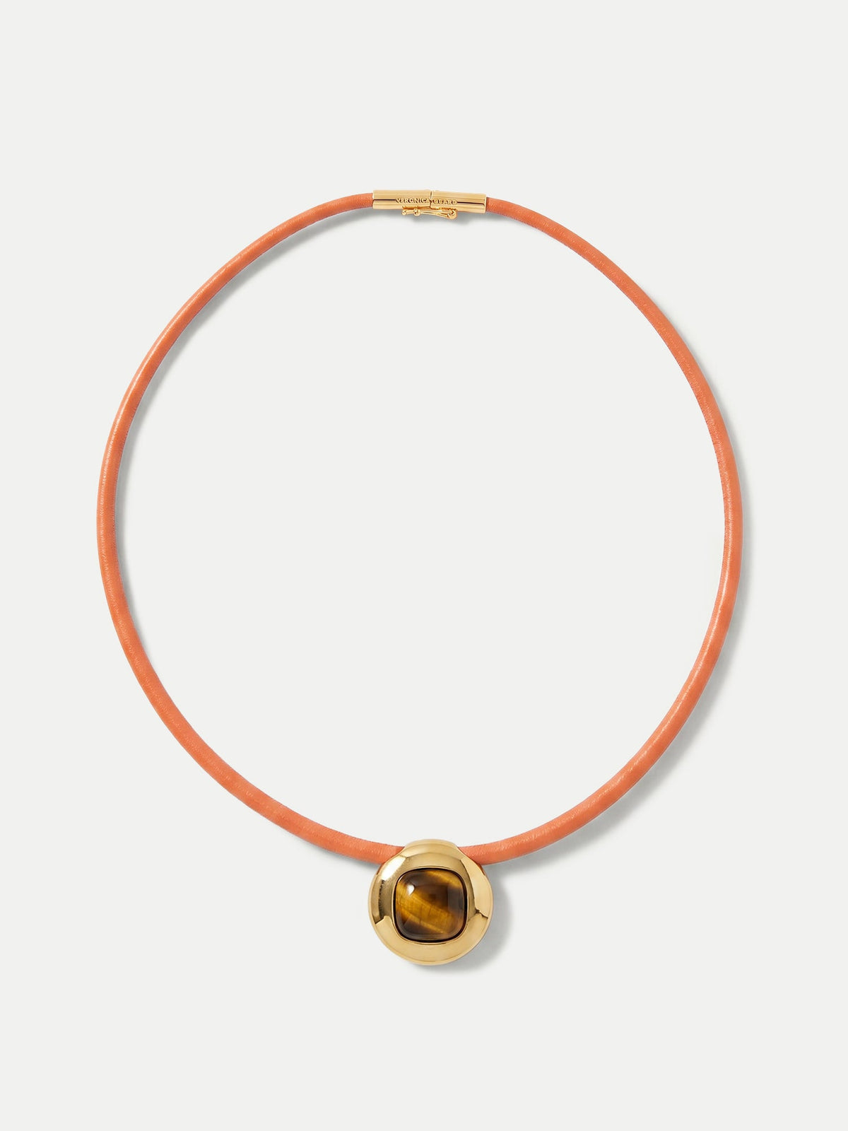Veronica Beard | Tiger’s Eye Leather Cord Necklace in Brown Orange/Brown