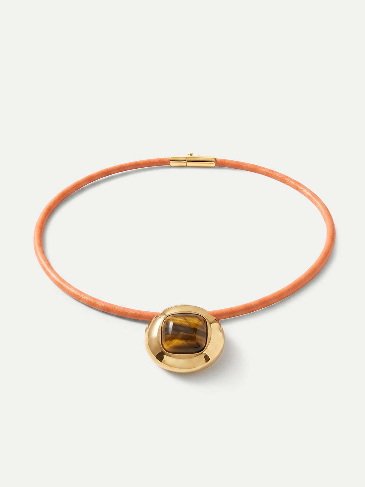 Veronica Beard | Tiger’s Eye Leather Cord Necklace in Brown Orange/Brown
