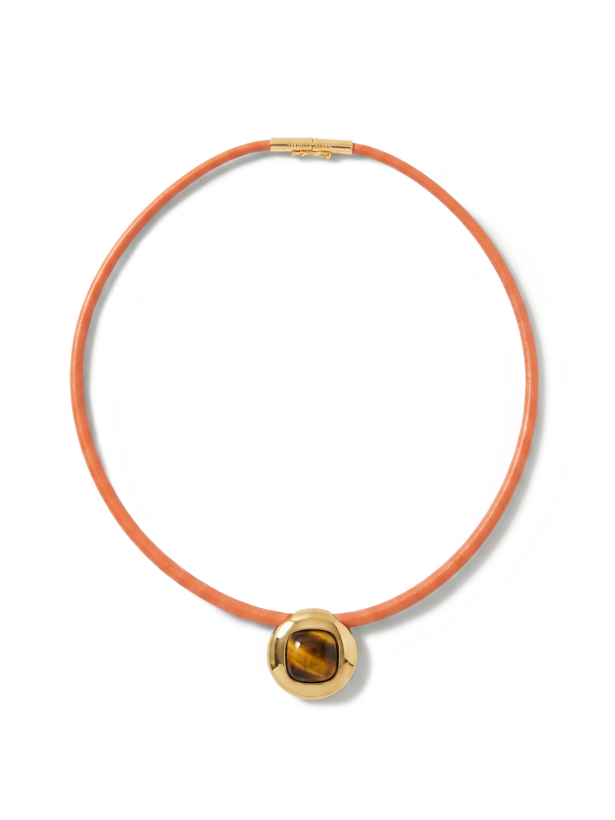 Veronica Beard | Tiger’s Eye Leather Cord Necklace in Brown Orange/Brown
