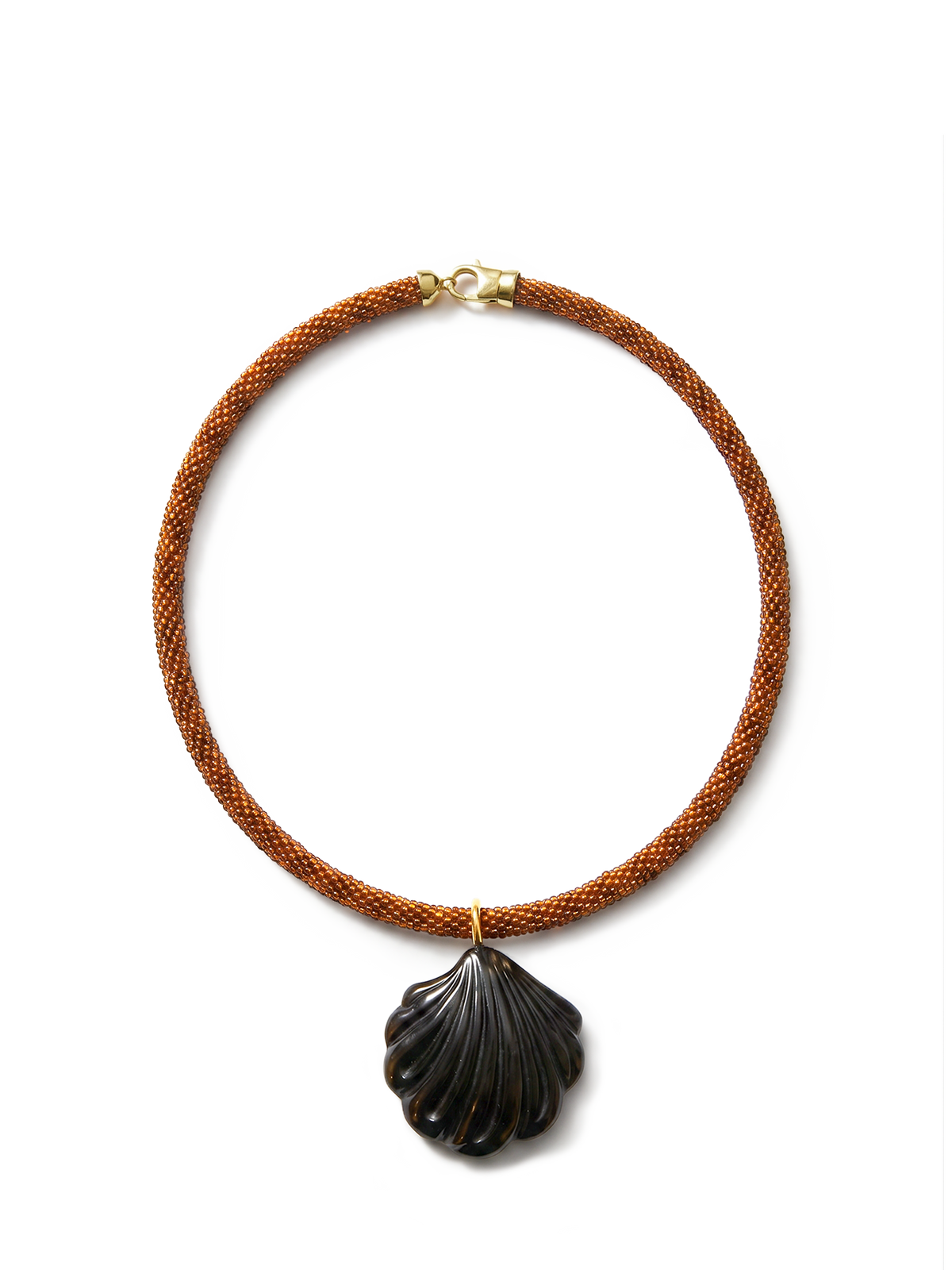 Veronica Beard | Scallop Shell Beaded Necklace in Brown/Black Brown/Black