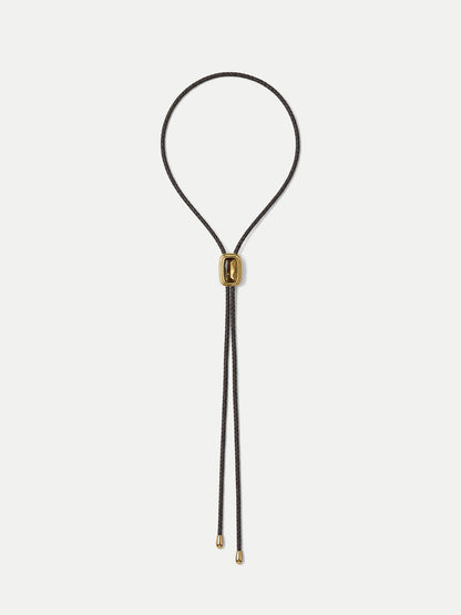 Veronica Beard | Braided Leather Bolo in Gold/Brown Gold/Brown