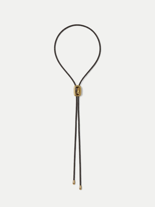 Veronica Beard | Braided Leather Bolo in Gold/Brown Gold/Brown